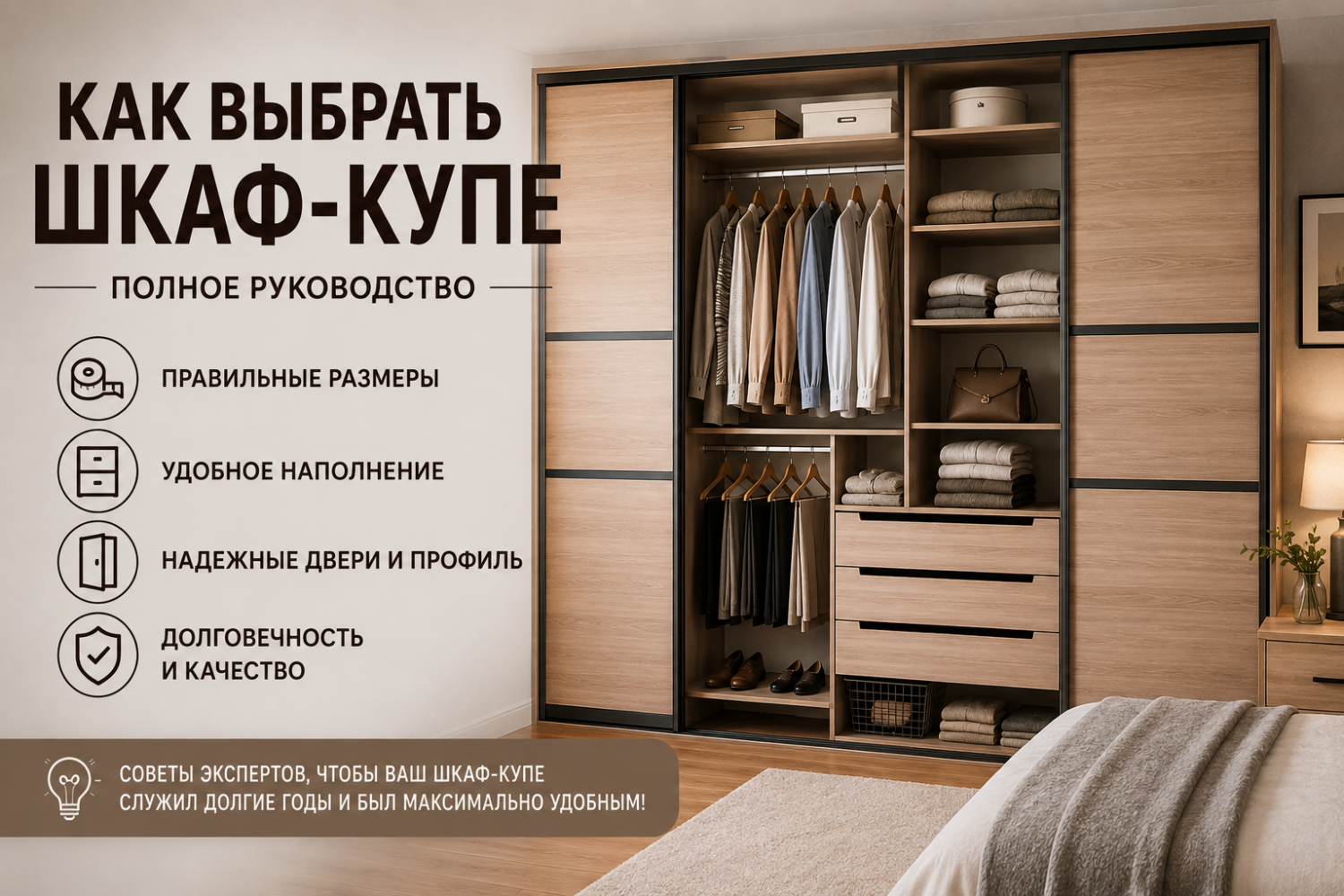 Как выбрать шкаф-купе: полное руководство по размерам, наполнению и дверям