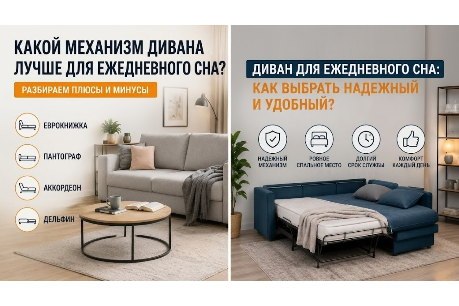 Диван для ежедневного сна: какой механизм выбрать для комфортного сна каждый день